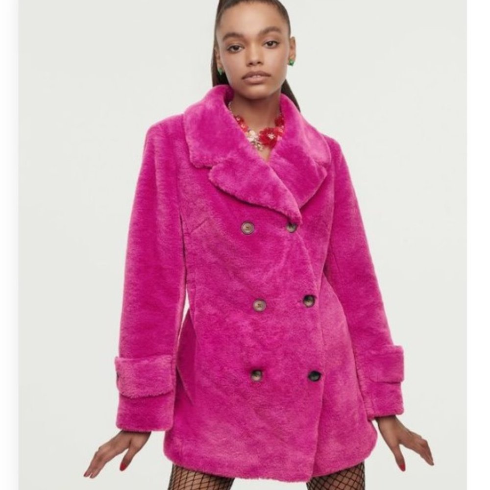 Betsey Johnson Faux Fur Jacket in Fuchsia